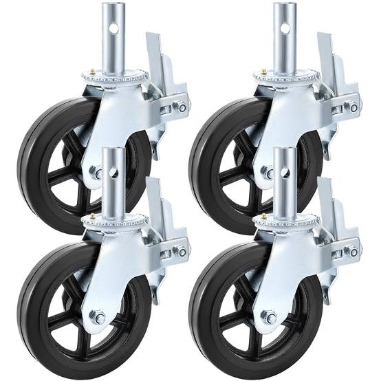 VEVOR Roulettes pivotantes polyuréthane, 8 po, frein double, charge 1100 lb/roue. - Image 1