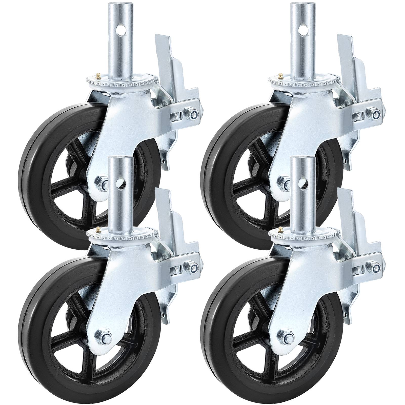 VEVOR Roulettes pivotantes polyuréthane, 8 po, frein double, charge 1100 lb/roue. - Image 1