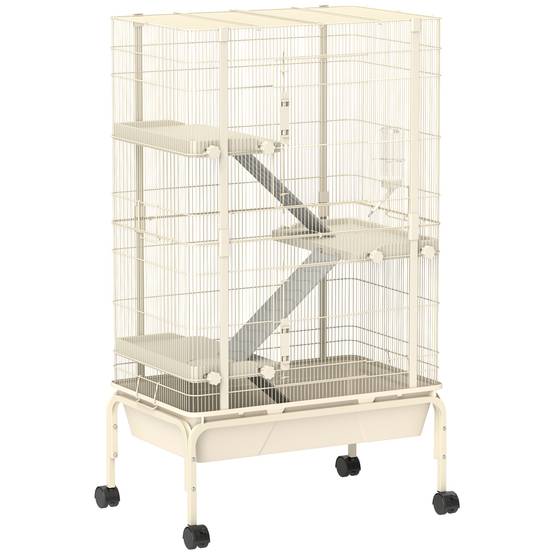 Cage pour petits animaux acier beige 69 x 44 x 120 cm - PANGIVO - Image 2