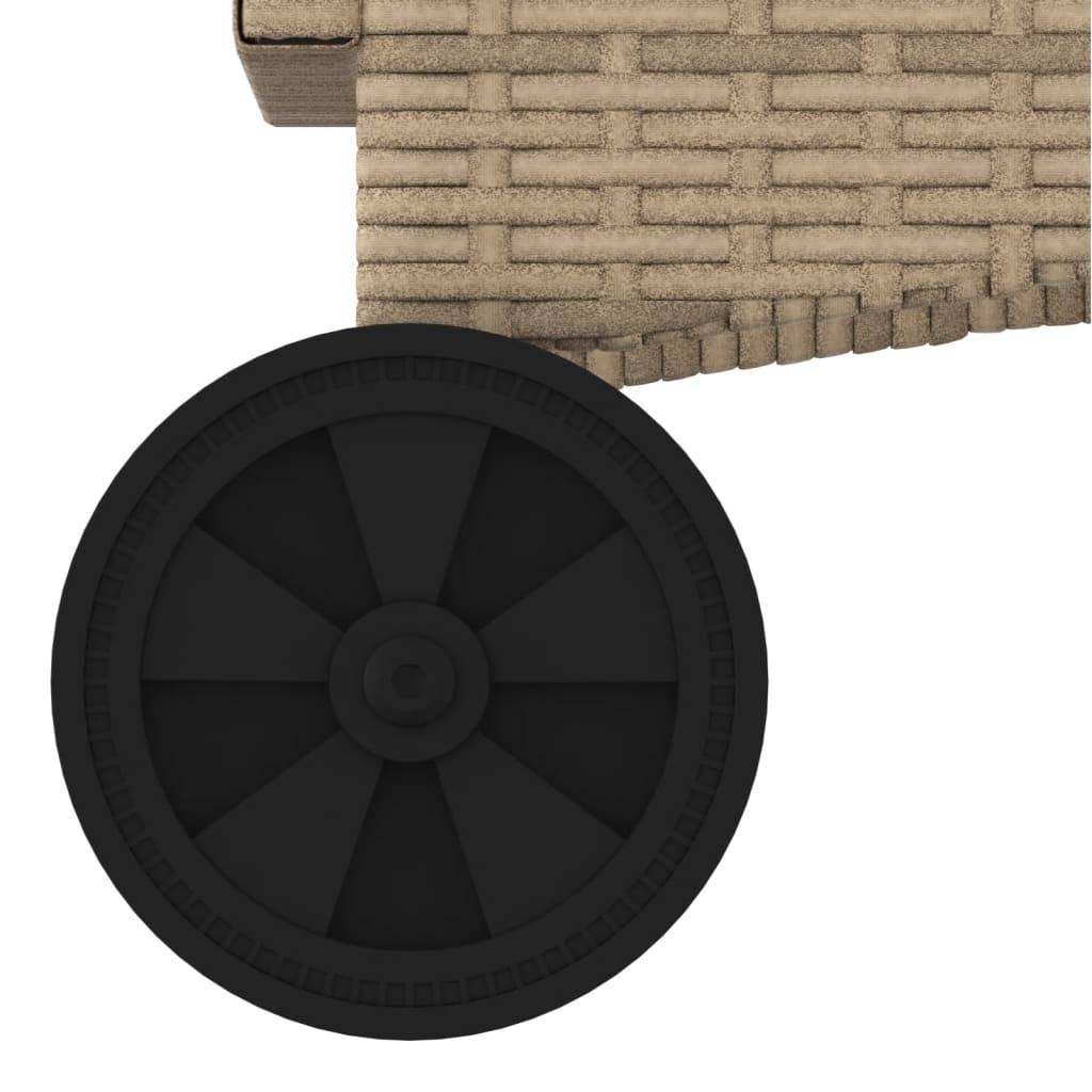 Chaise longue | Transat | Bain de soleil avec roues et coussin beige résine tressée - Image 9