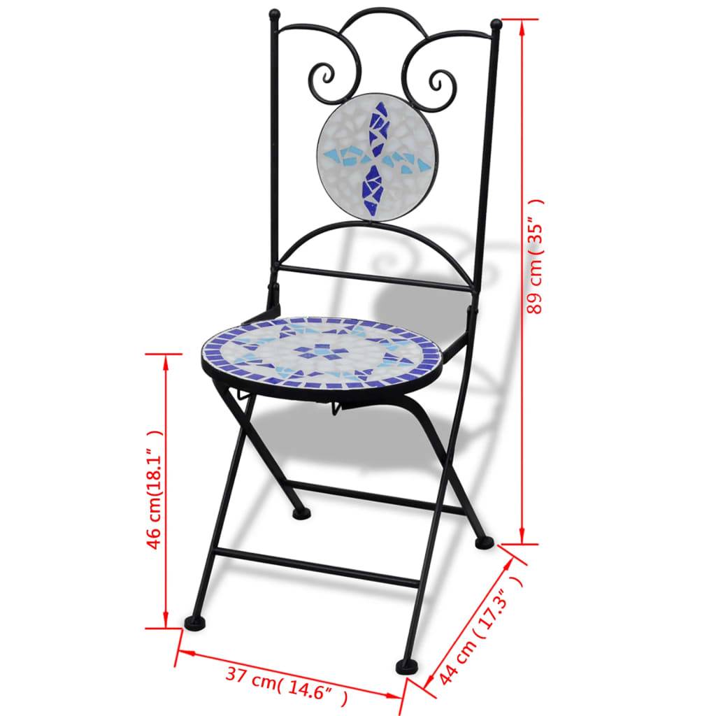 ComfortXL - Salon de Jardin 2 Personnes Mosaïque Céramique pour Balcon Terrasse Bleu Blanc – ComfortXL Outdoor Living - Image 3