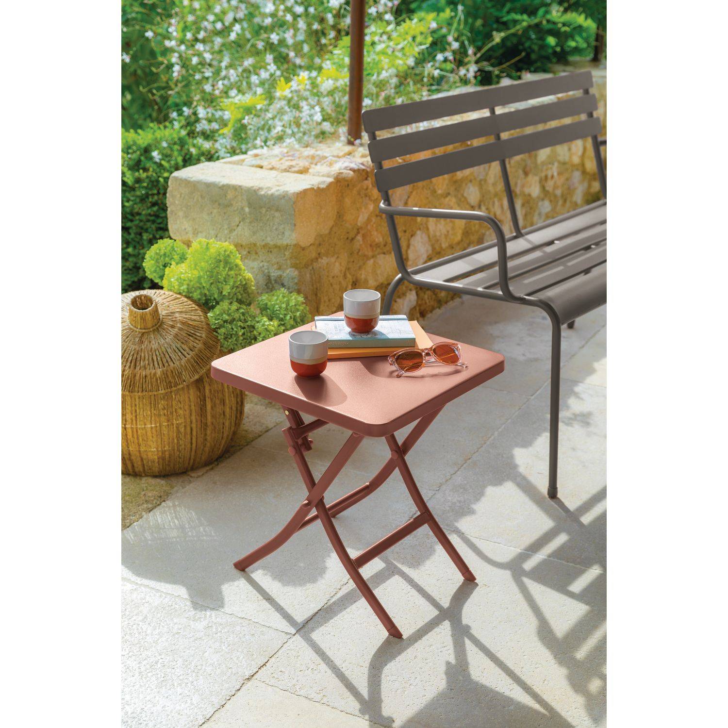 Hesperide - Table d'appoint de jardin carrée "Greensboro" ambre 40x40cm en acier traité époxy - Hespéride - Image 4