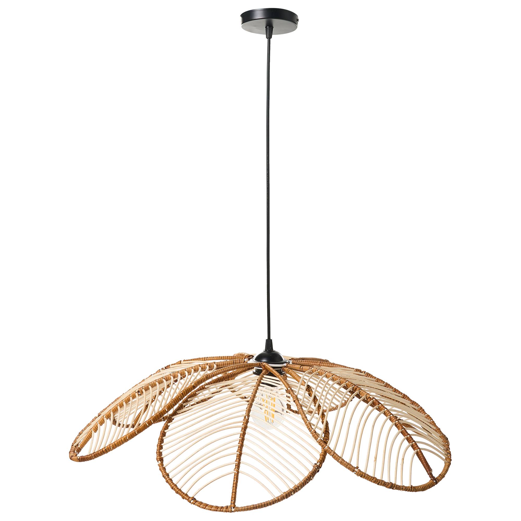 Beliani - Lampe suspension Rotin Naturel NIGUA - 66x66x130- Beliani - Image 4
