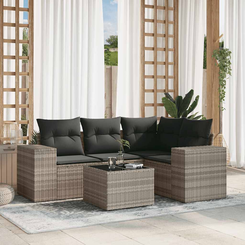ComfortXL - Salon de Jardin 4 Places en Résine Tressée Gris Clair 5 Pièces avec Table Basse Verre – ComfortXL Outdoor Living - Image 1