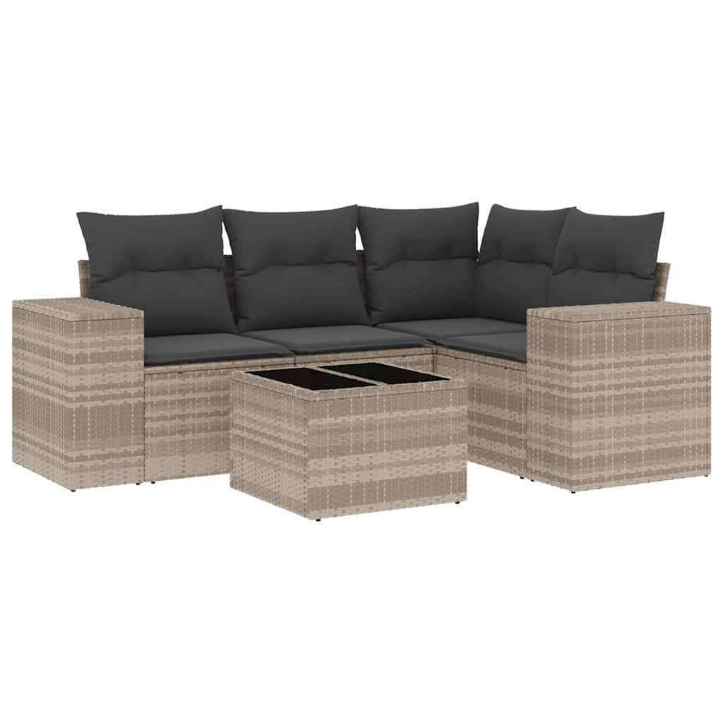 ComfortXL - Salon de Jardin 4 Places en Résine Tressée Gris Clair 5 Pièces avec Table Basse Verre – ComfortXL Outdoor Living - Image 2