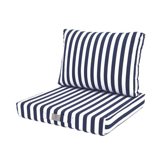 Coussins pour salon de jardin déhoussable 50x50cm Rayure bleu marine - Déco arts - Image 1