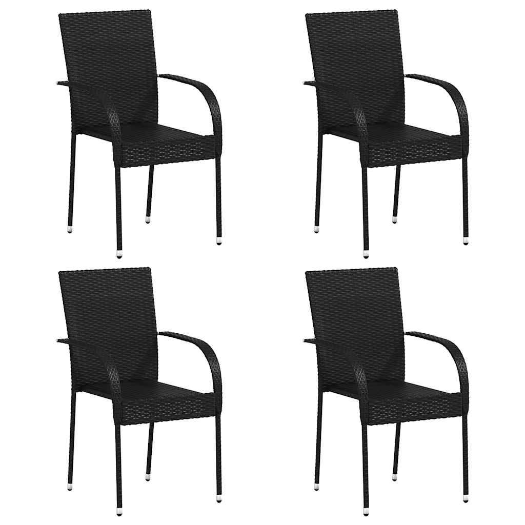 Chaise bois composite 4 places rotin noir  55,5 x 53,5 x 95 cm  - Prolenta premium  p3116.9 - Image 1