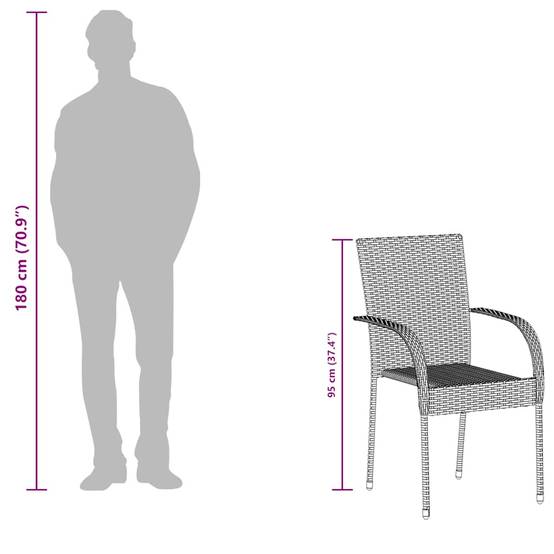 Chaise bois composite 4 places rotin noir 55,5 x 53,5 x 95 cm - Prolenta premium p3116.9 - Image 10
