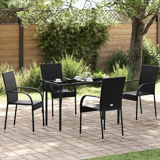 Chaise bois composite 4 places rotin noir 55,5 x 53,5 x 95 cm - Prolenta premium p3116.9 - Image 2
