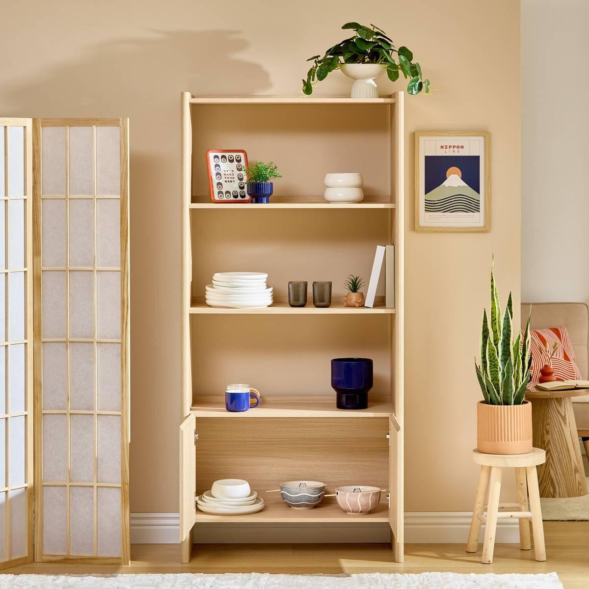 Atmosphera - Bibliothèque John rectangulaire 85x180cm beige - Atmosphera Créateur d'intérieur - Image 10