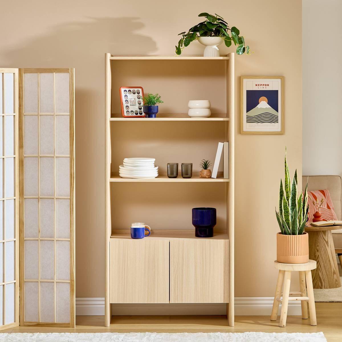 Atmosphera - Bibliothèque John rectangulaire 85x180cm beige - Atmosphera Créateur d'intérieur - Image 9