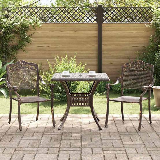 Ensemble de tables de jardin aluminium coulé bronze 80 x 80 x 75 cm, Poids :27.42kg - PANGIVO - Image 1