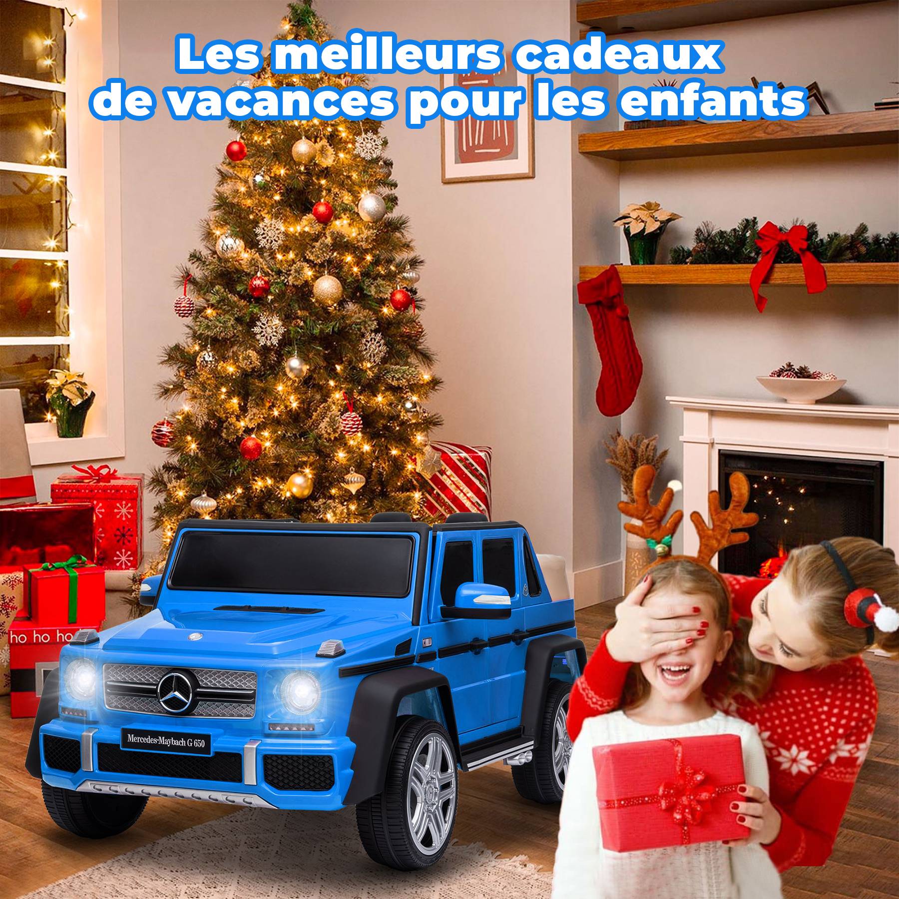 0 - Voiture électrique pour enfants Mercedes-Maybach G650 - ORYXEARTH - bleu - batterie 12V - vitesse 3-5 km/h - Image 8
