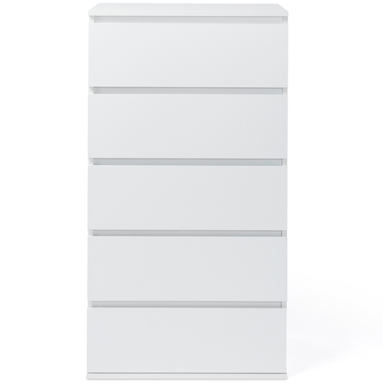 Chiffonnier 5 tiroirs TOMI 60 cm commode semainier bois blanc - Image 3