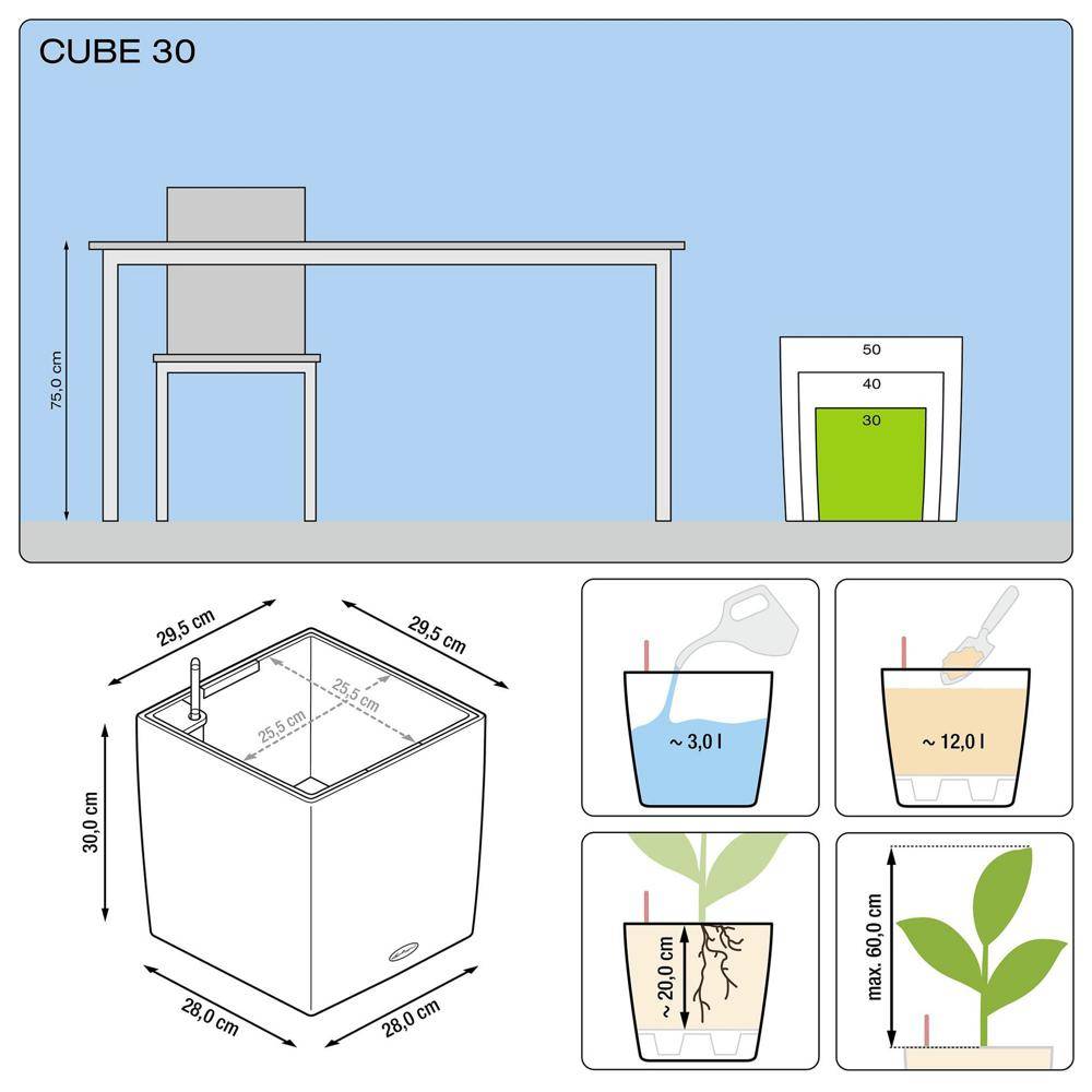 Lechuza - Cube Premium 30 - Kit Complet, rouge scarlet brillant 30 cm Lechuza - Image 2