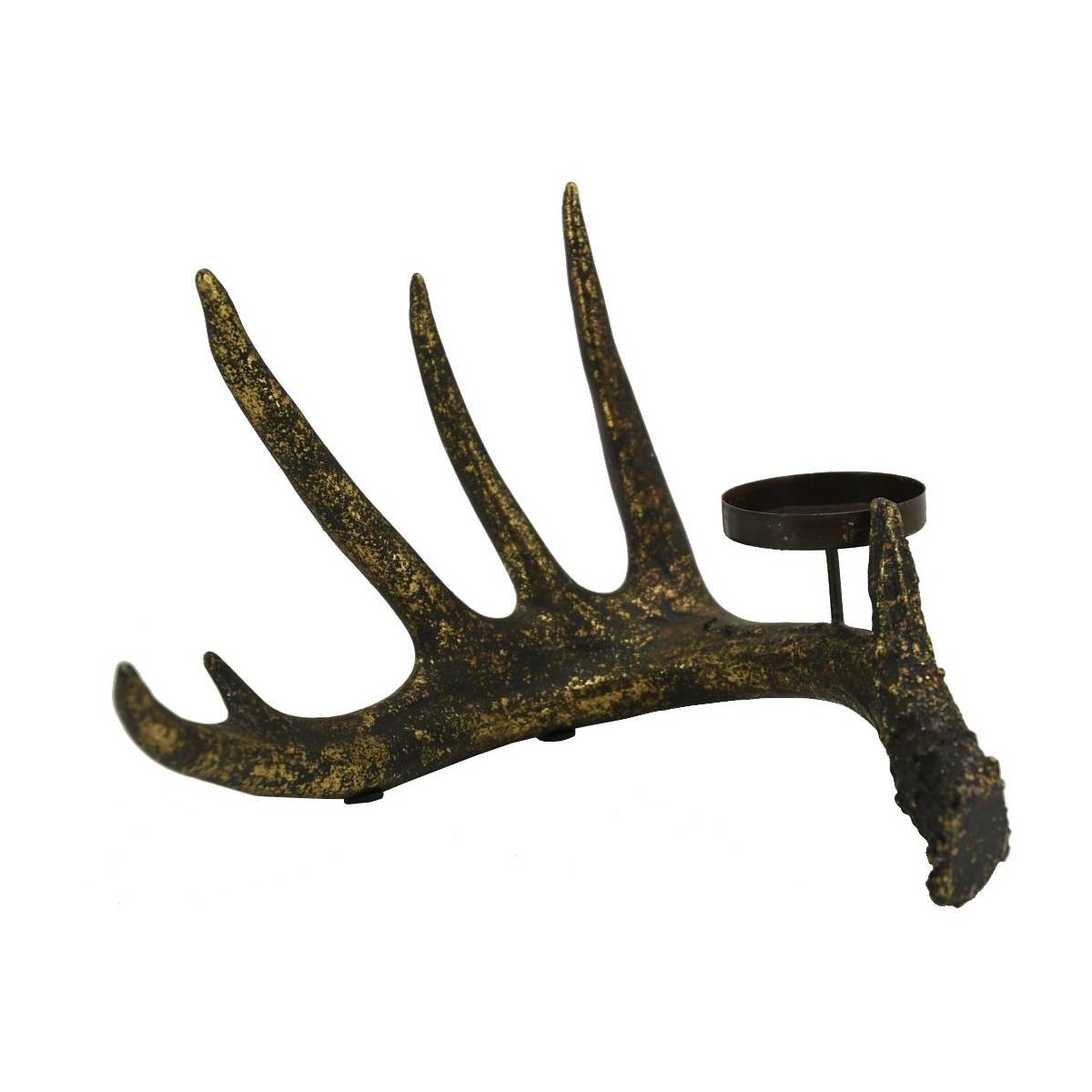 Aubry Gaspard - Porte bougie bois de cerf en polyrésine 1 bougie - Image 1