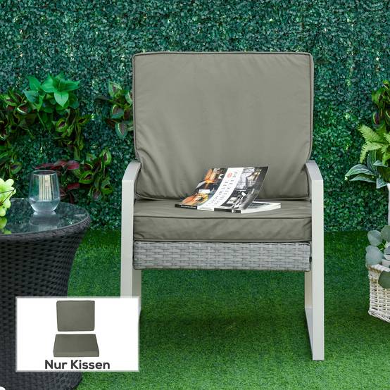 Ensemble de 2 coussins d'assise, 56 x 52 cm, housse en tissu avec fermeture éclair, épaisseur 7 cm, lavable, gris foncé - Image 4