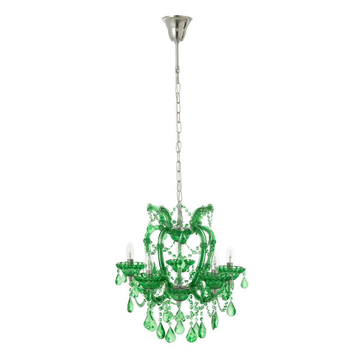J-Line - Lustre en Verre "Antique" 57cm Vert Émeraude