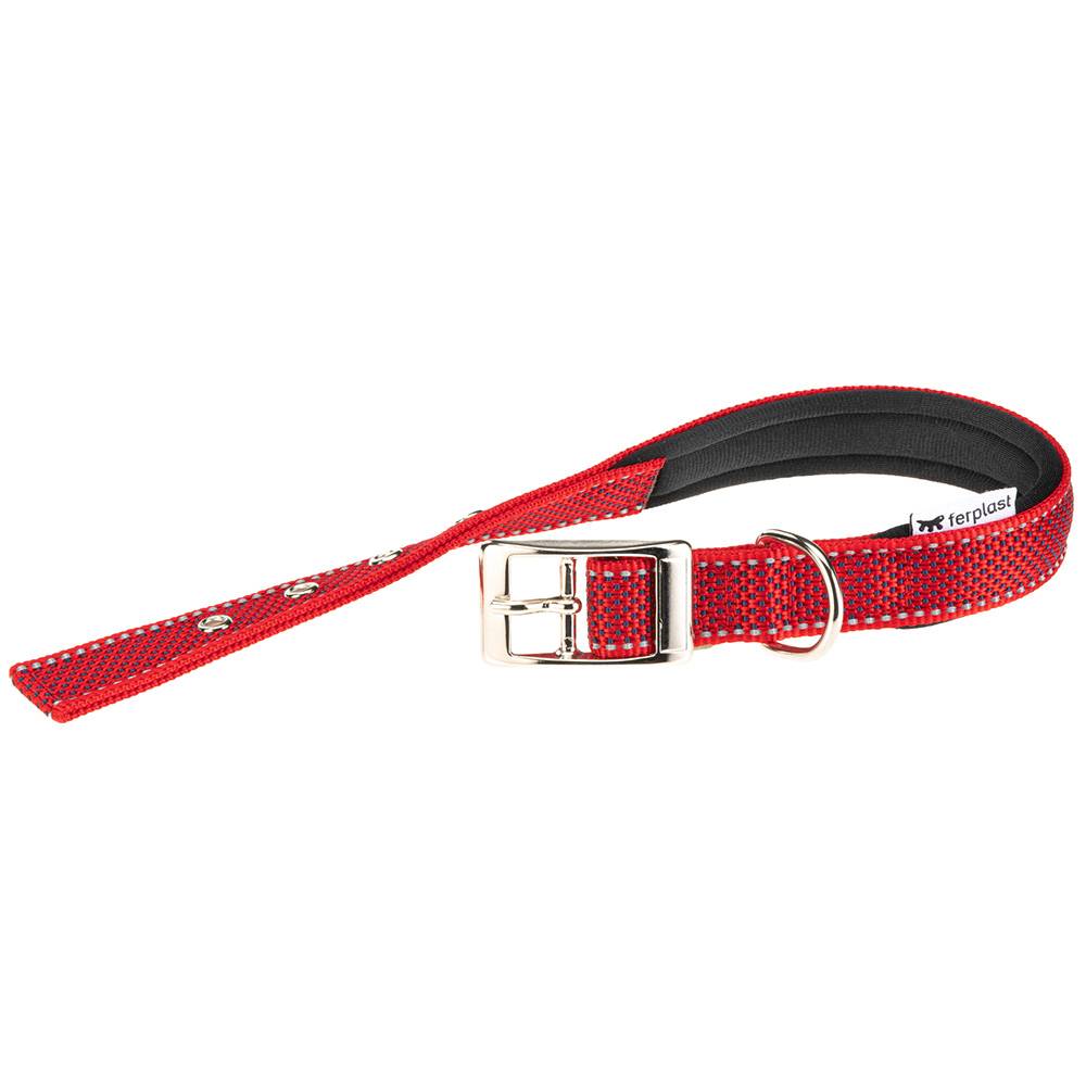 Ferplast - Collier pour Chiens Réfléchissant Rembourré DAYTONA DELUXE C25/45, Réglable, Boucle en Métal, Rouge-Noir - Image 1