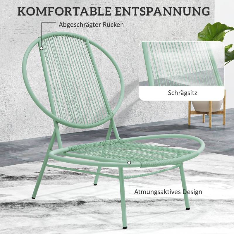 Salon de Jardin Bistro Acier Vert 3 Pièces Design Coquillage Balcon Terrasse - ComfortXL Outdoor Living - Image 6
