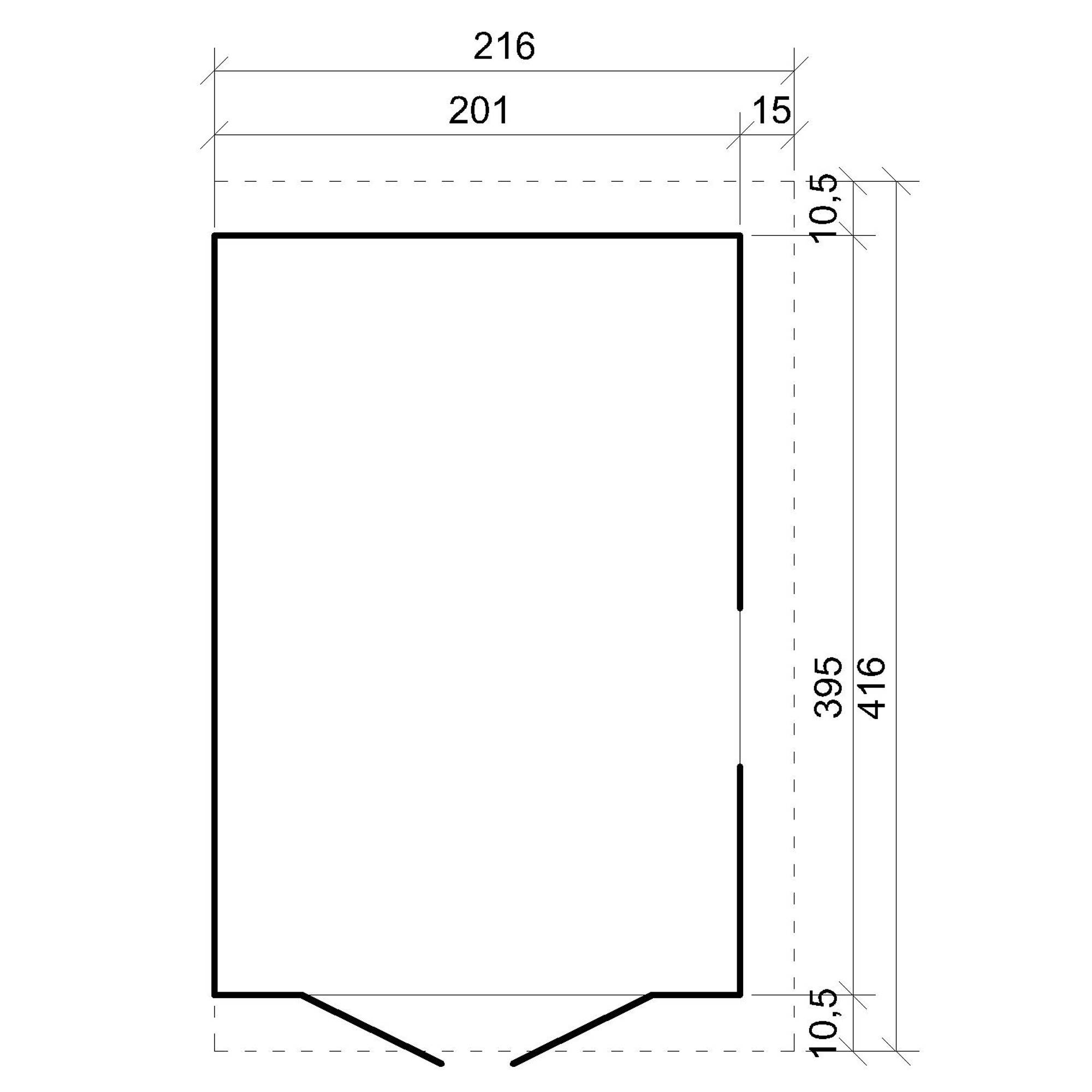 Timbela - Abri de Jardin en Bois Naturel H243x216x416 cm / 8 m² sans paroi latérale avec fenêtres - 17 mm d’épaisseur - Timbela M340 - Image 6