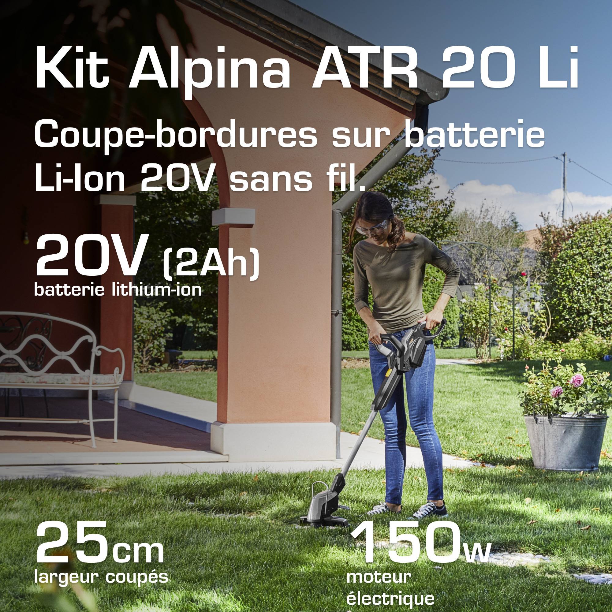 Alpina - Coupe-bordures sans fil ATR 20 Li K, 20V, tête réglable, batterie et chargeur inclus - ALPINA - Image 2