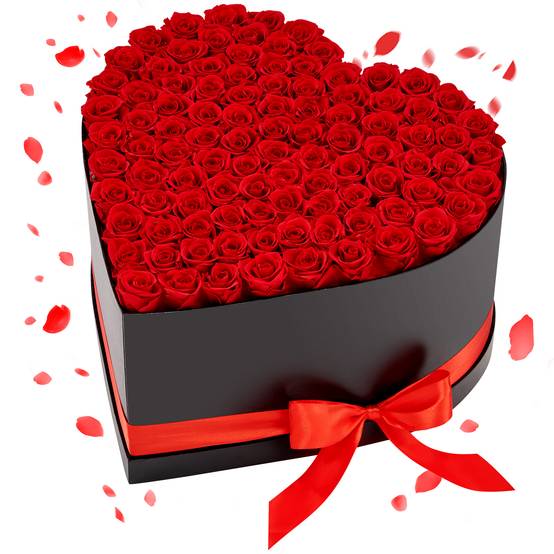 VEVOR Rose Éternelle Fleurs Éternelles Préservées Lot de 100 Boîte Cœur Rouge - Image 1