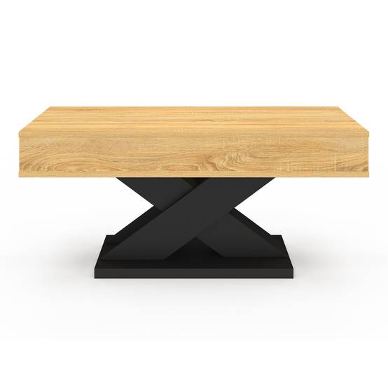 Table basse rectangulaire plateau relevable ALICIA bois et pied noir - Image 3