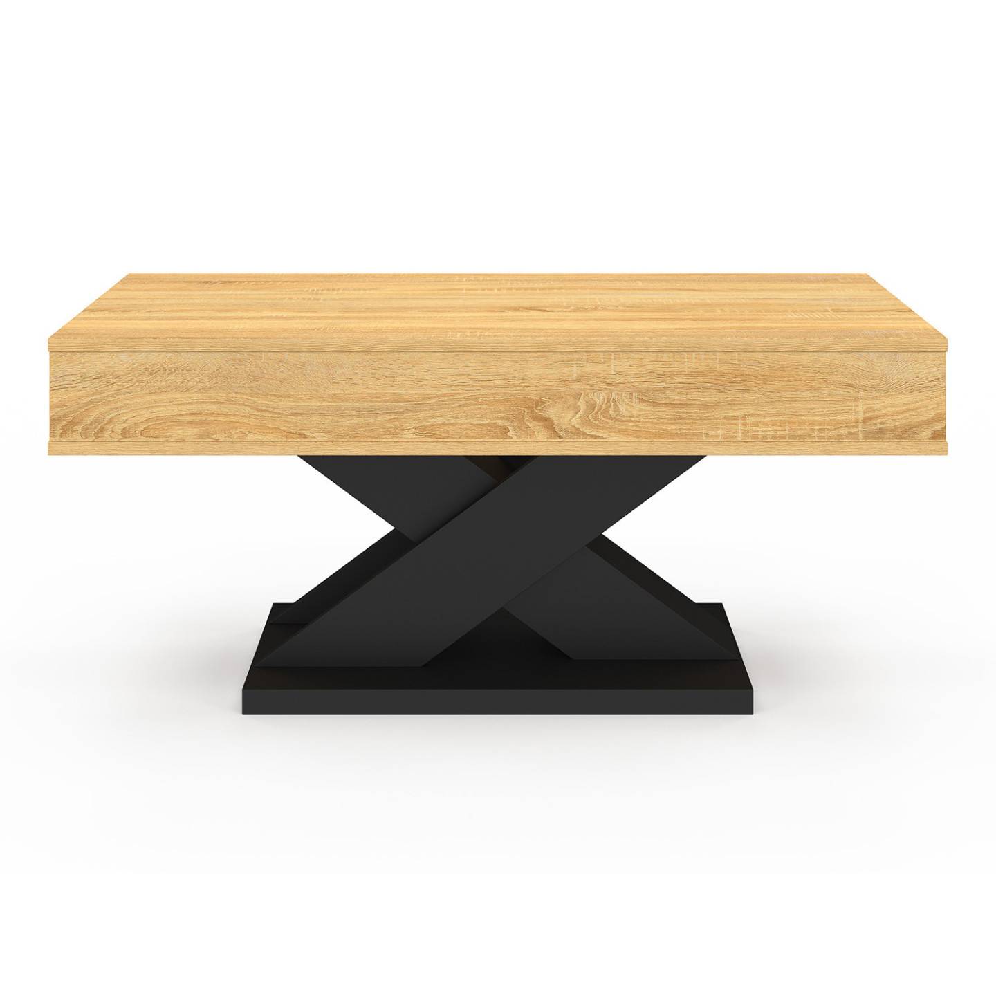 Table basse rectangulaire plateau relevable ALICIA bois et pied noir - Image 3