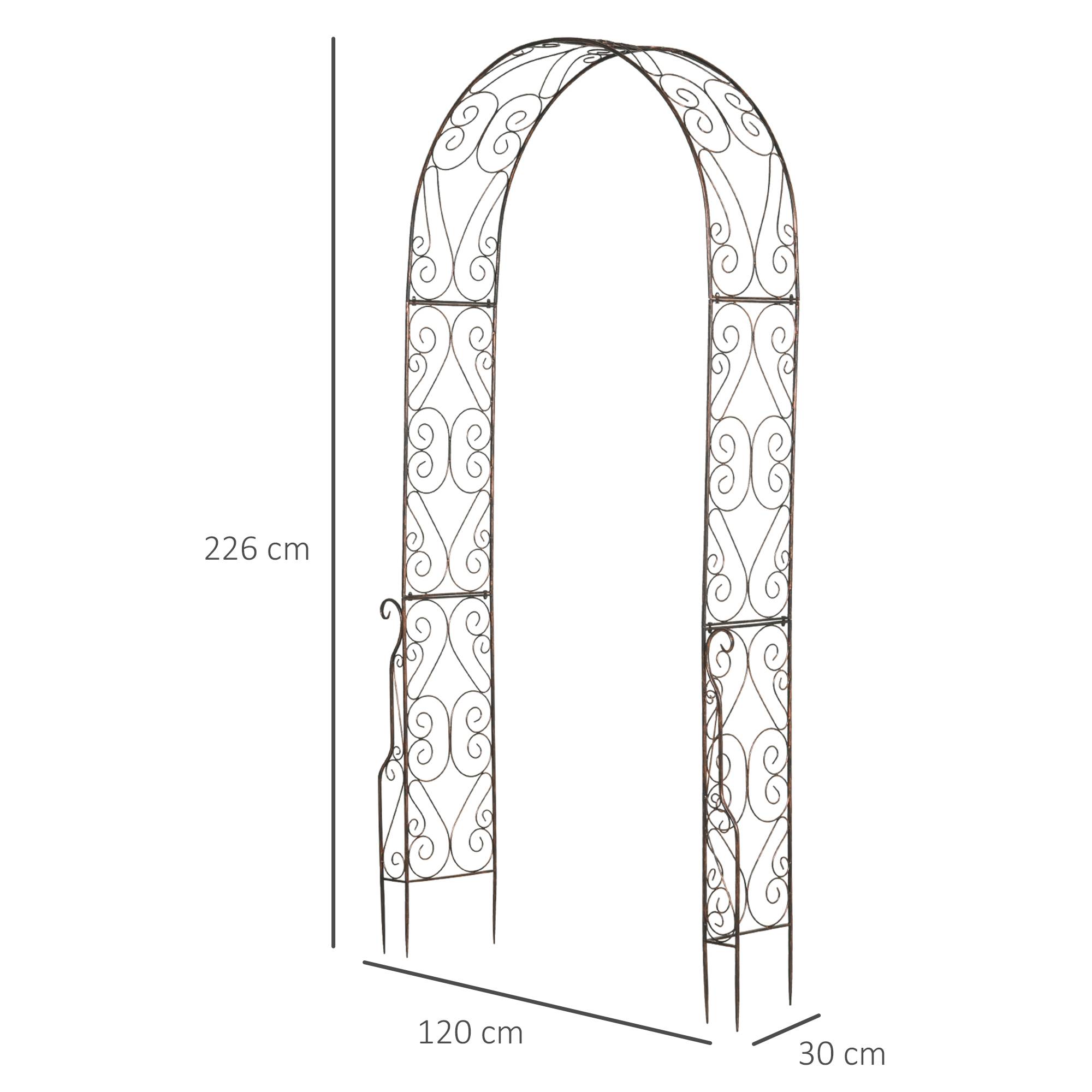 Outsunny - Arche de Jardin Arche à rosiers 120x30x226 cm métal époxy fer forgé noir vieilli cuivré - Outsunny - Image 3