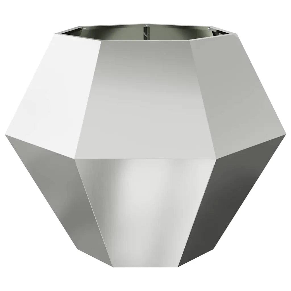 Jardinière rectangulaire 100 x 100 x 80 cm design extérieur pratique moderne en acier galvanisé argent - Image 2