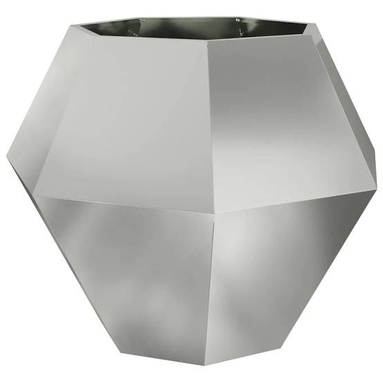 Jardinière rectangulaire 100 x 100 x 80 cm design extérieur pratique moderne en acier galvanisé argent - Image 1