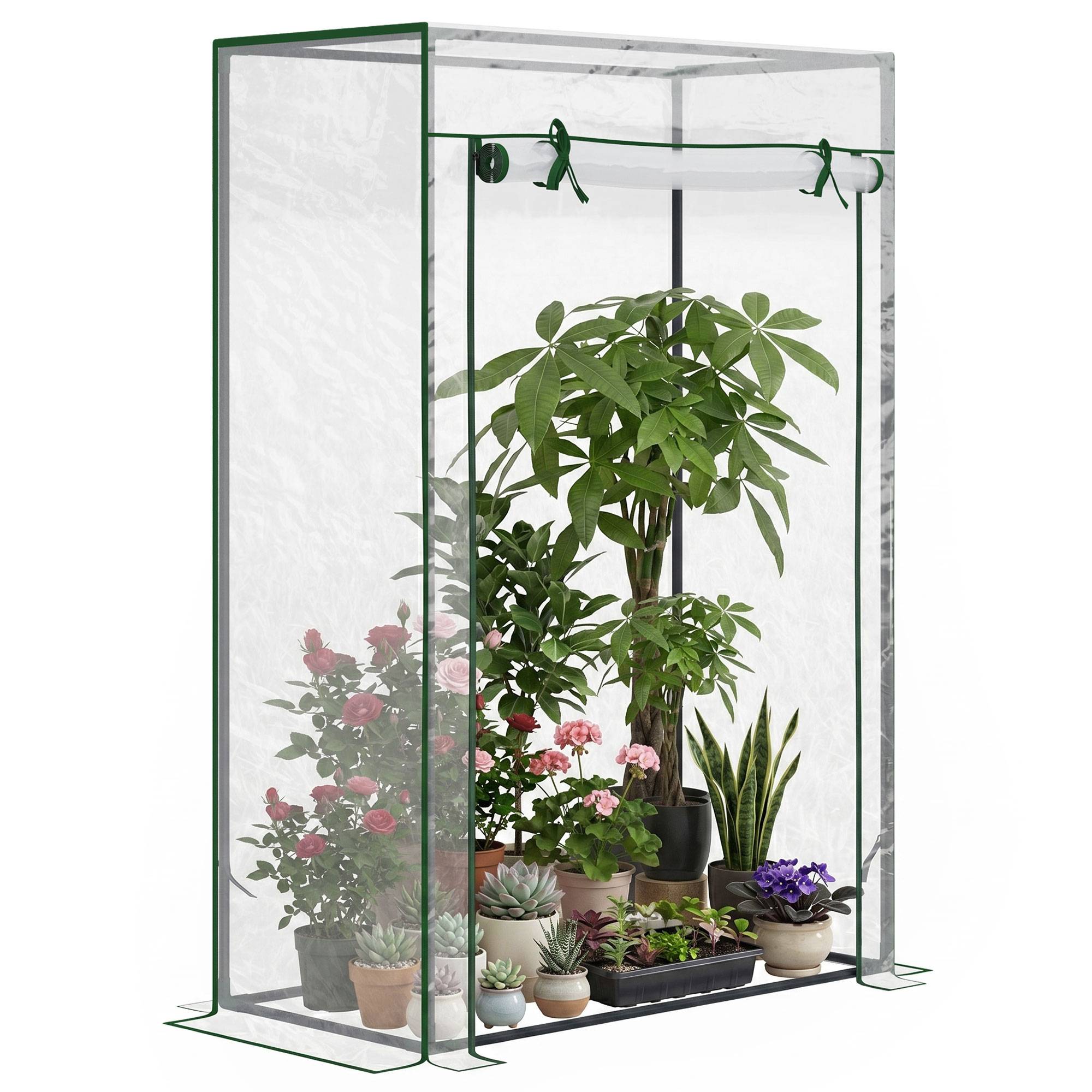 Serre transparente en acier 100x50x150 cm, film protecteur et porte, pour tomates légumes fleurs balcon - Image 3