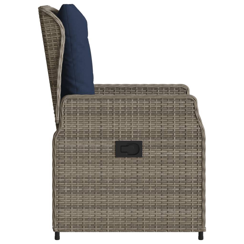 Lot de 2 chaises de jardin inclinables résine tressée gris 55 x 60 x 93 cm - PANGIVO - Image 6