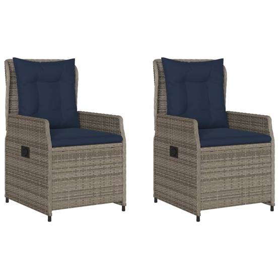 Lot de 2 chaises de jardin inclinables résine tressée gris 55 x 60 x 93 cm - PANGIVO - Image 2