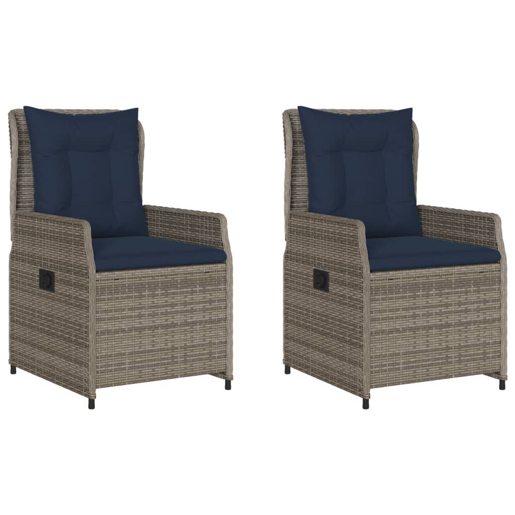 Lot de 2 chaises de jardin inclinables résine tressée gris 55 x 60 x 93 cm - PANGIVO - Image 2