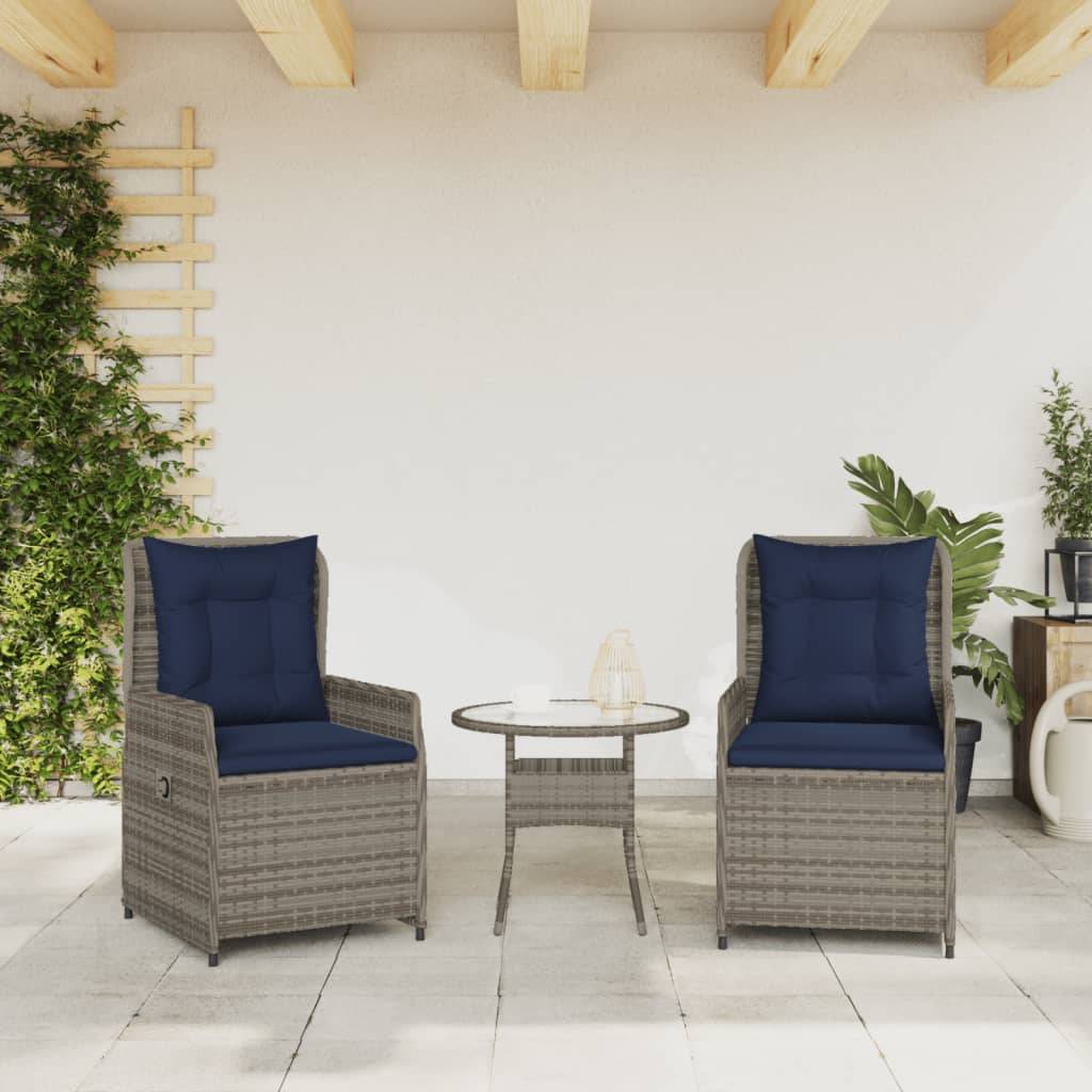 Lot de 2 chaises de jardin inclinables résine tressée gris 55 x 60 x 93 cm - PANGIVO - Image 3