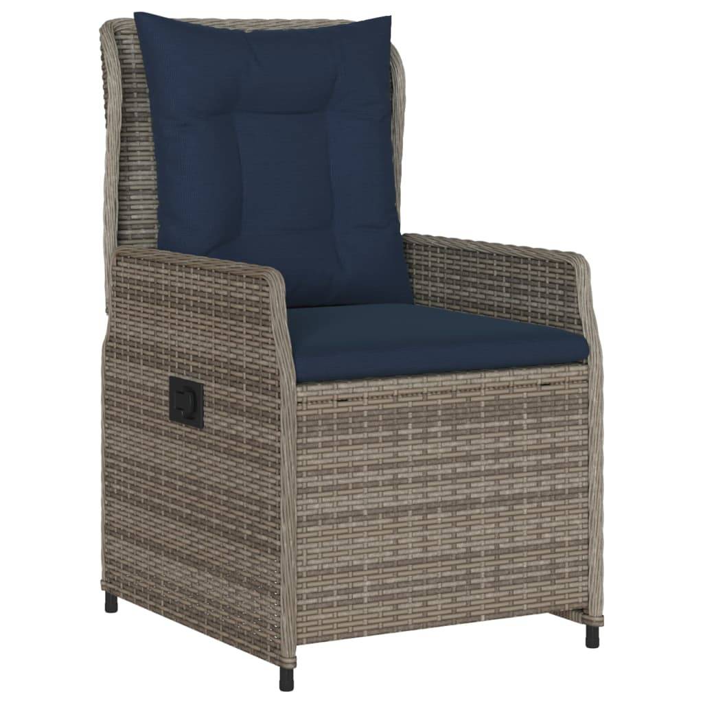 Lot de 2 chaises de jardin inclinables résine tressée gris 55 x 60 x 93 cm - PANGIVO - Image 4
