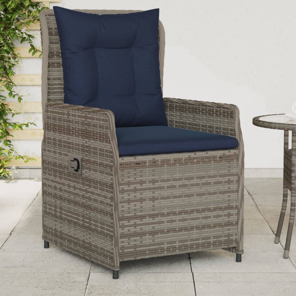 Lot de 2 chaises de jardin inclinables résine tressée gris 55 x 60 x 93 cm - PANGIVO - Image 1