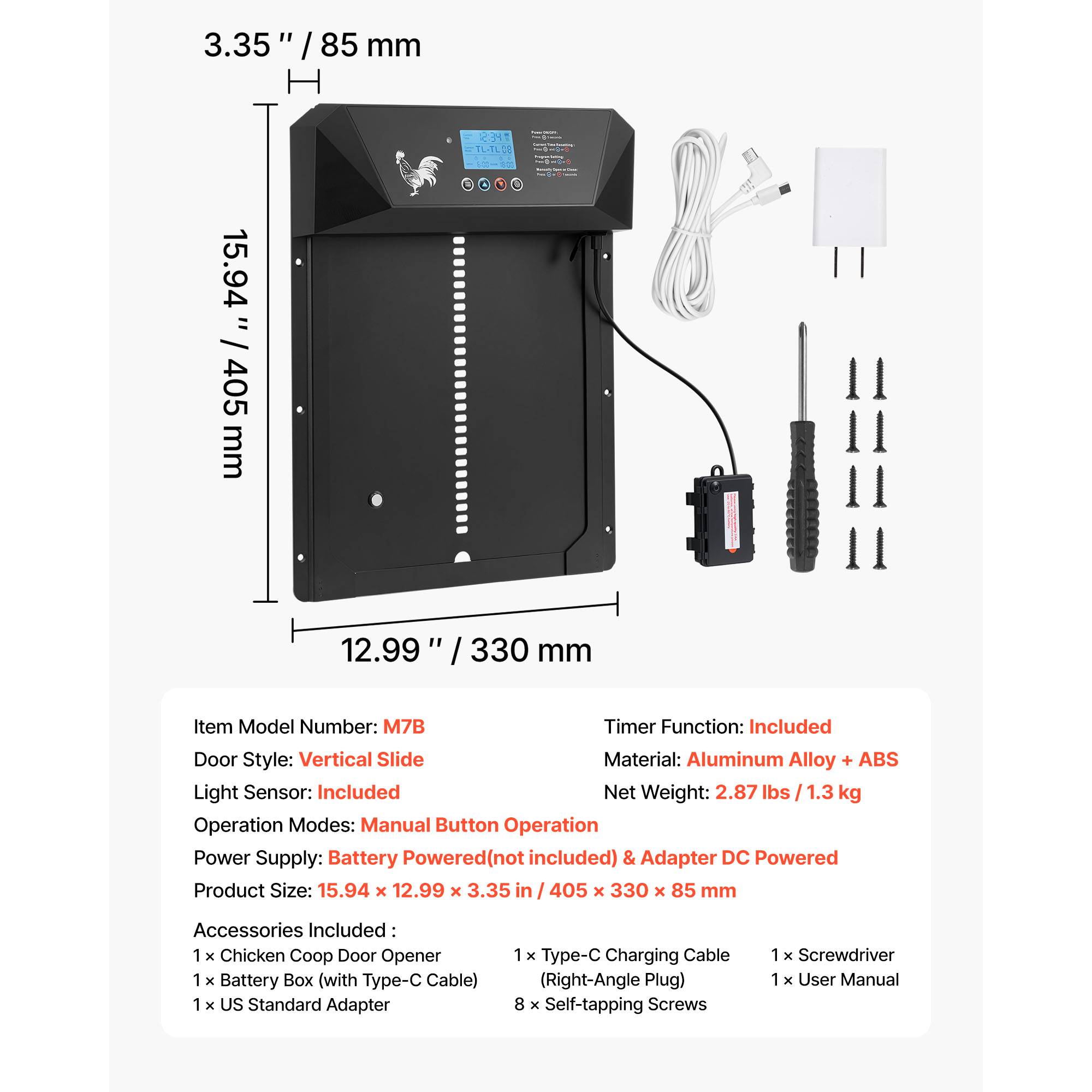 SucceBuy Porte Poulailler Automatique à Piles et CC avec Capteur Lumière Minuterie - Image 7