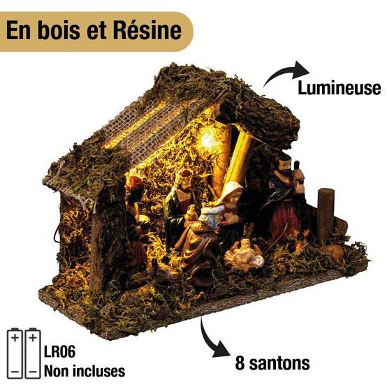 Crèche de Noël lumineuse 5 microLED avec 7 Santons - Image 3