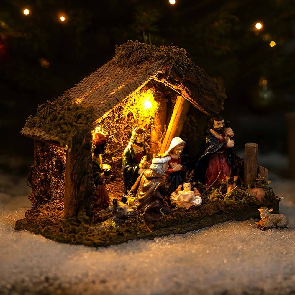 Crèche de Noël lumineuse 5 microLED avec 7 Santons - Image 5