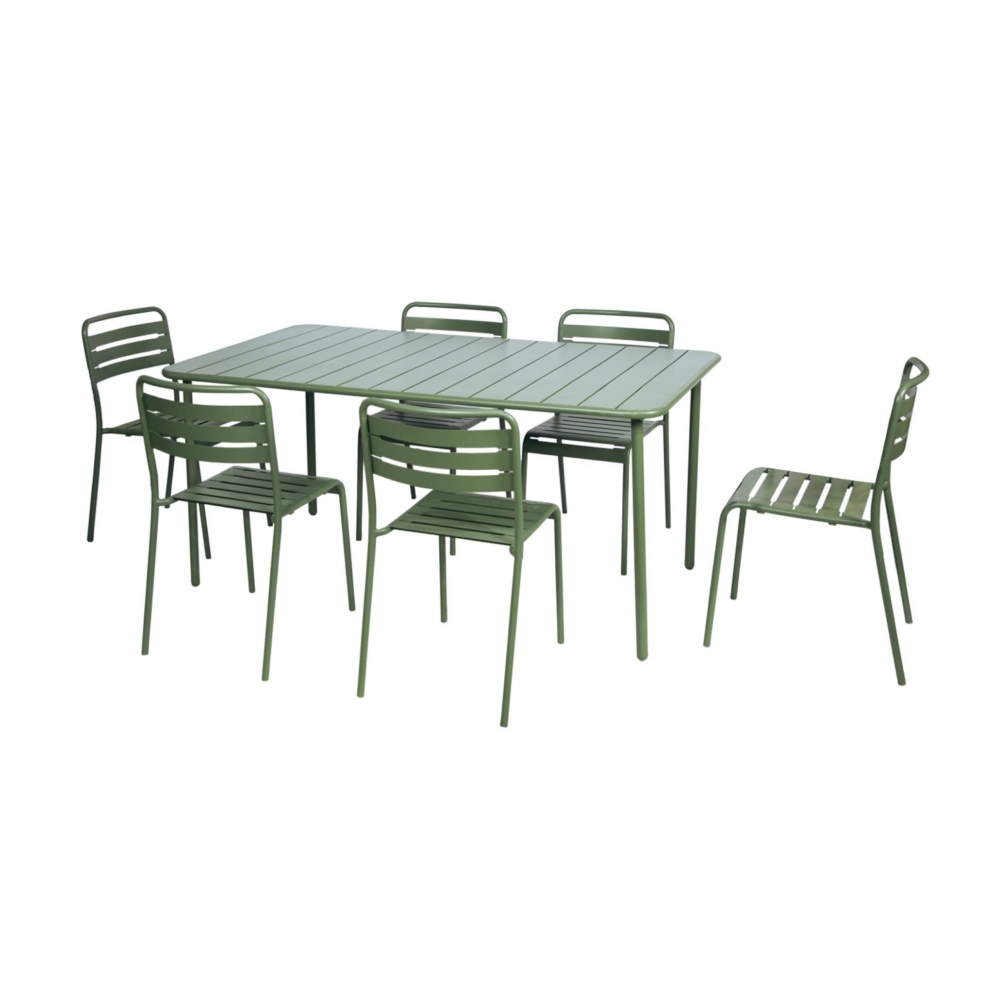 sweeek - Table de jardin métal + 6 assises ver Amélia | sweeek - Image 2