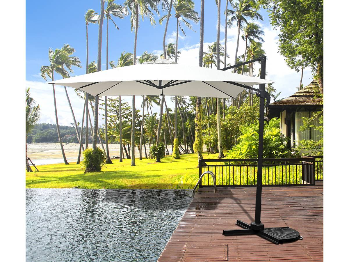 Habitat Et Jardin - Parasol Jardin Déporté "soleil" - Carré - 2.5 X 2.5 M - Ecru + Dalles à Lester Incluses -habitat Et Jardin - Image 2