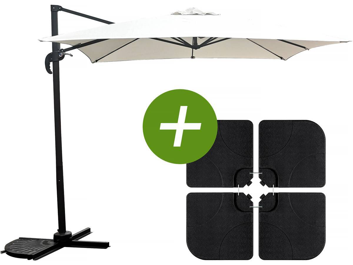 Habitat Et Jardin - Parasol Jardin Déporté "soleil" - Carré - 2.5 X 2.5 M - Ecru + Dalles à Lester Incluses -habitat Et Jardin - Image 1