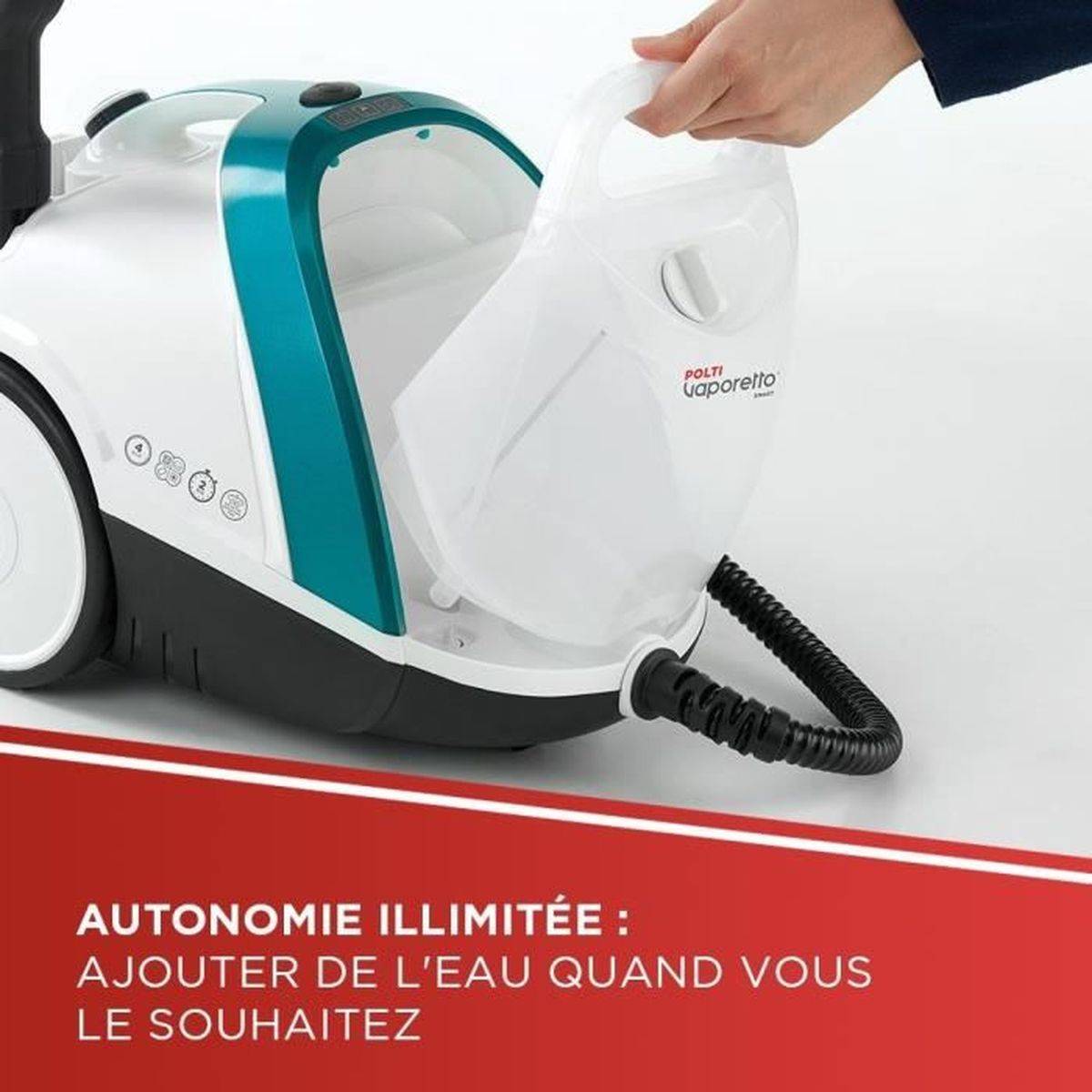 Nettoyeur vapeur sur chariot Vaporetto Smart 100_T 4 bar, 1500 W, réservoir 2 L, accessoires - Polti - Image 3