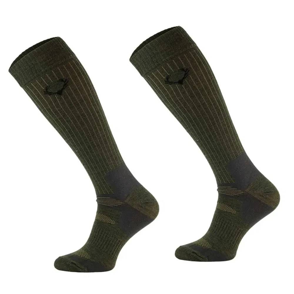 Chaussettes hautes cerf kaki laine mérino 40% - Mixte - Image 1
