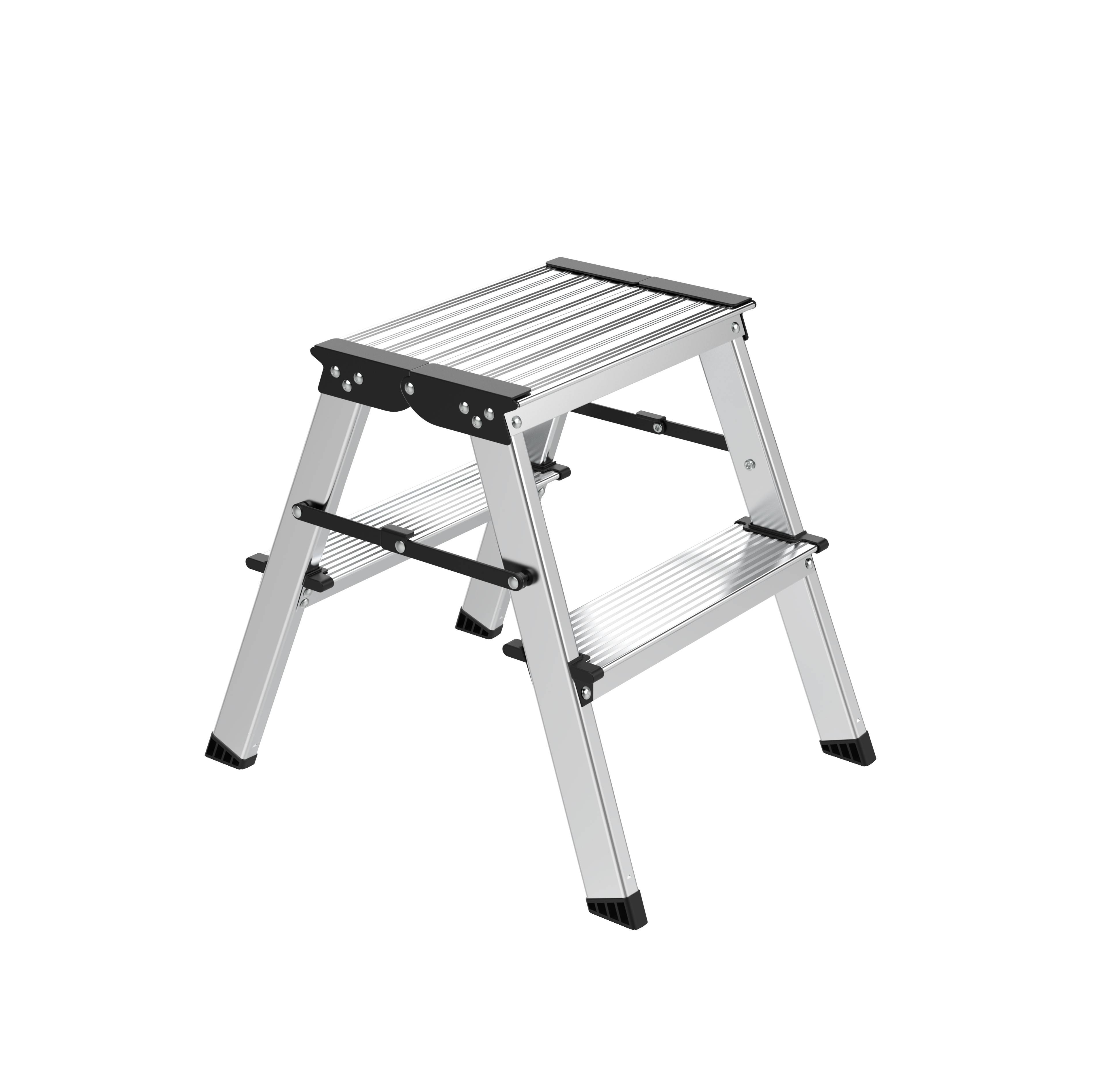 Escabeau aluminium 2x2 léger avec marches et pieds antidérapants - ESCALO - Image 1