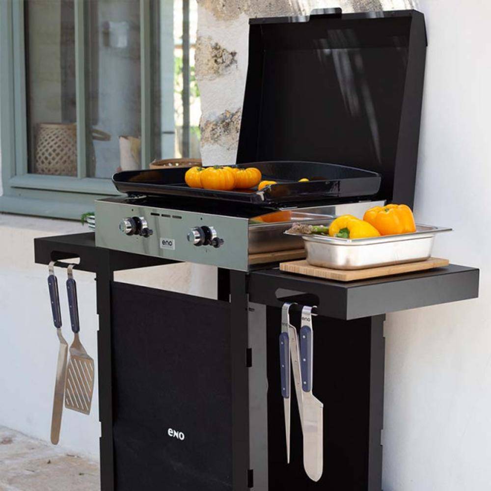 Eno - Ensemble plancha gaz fonte Eno Initial 50 inox sur chariot acier - Image 1