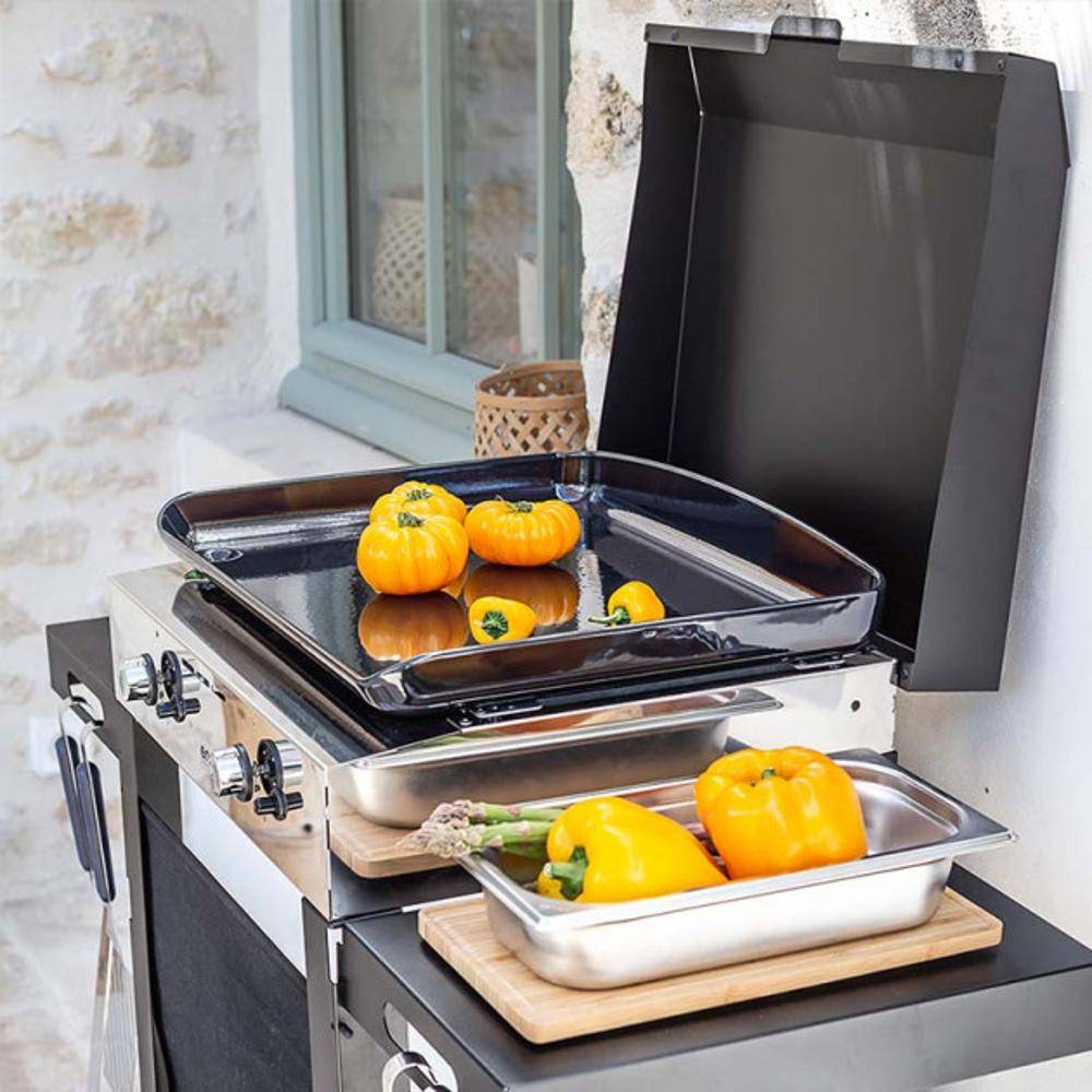 Eno - Ensemble plancha gaz fonte Eno Initial 50 inox sur chariot acier - Image 2